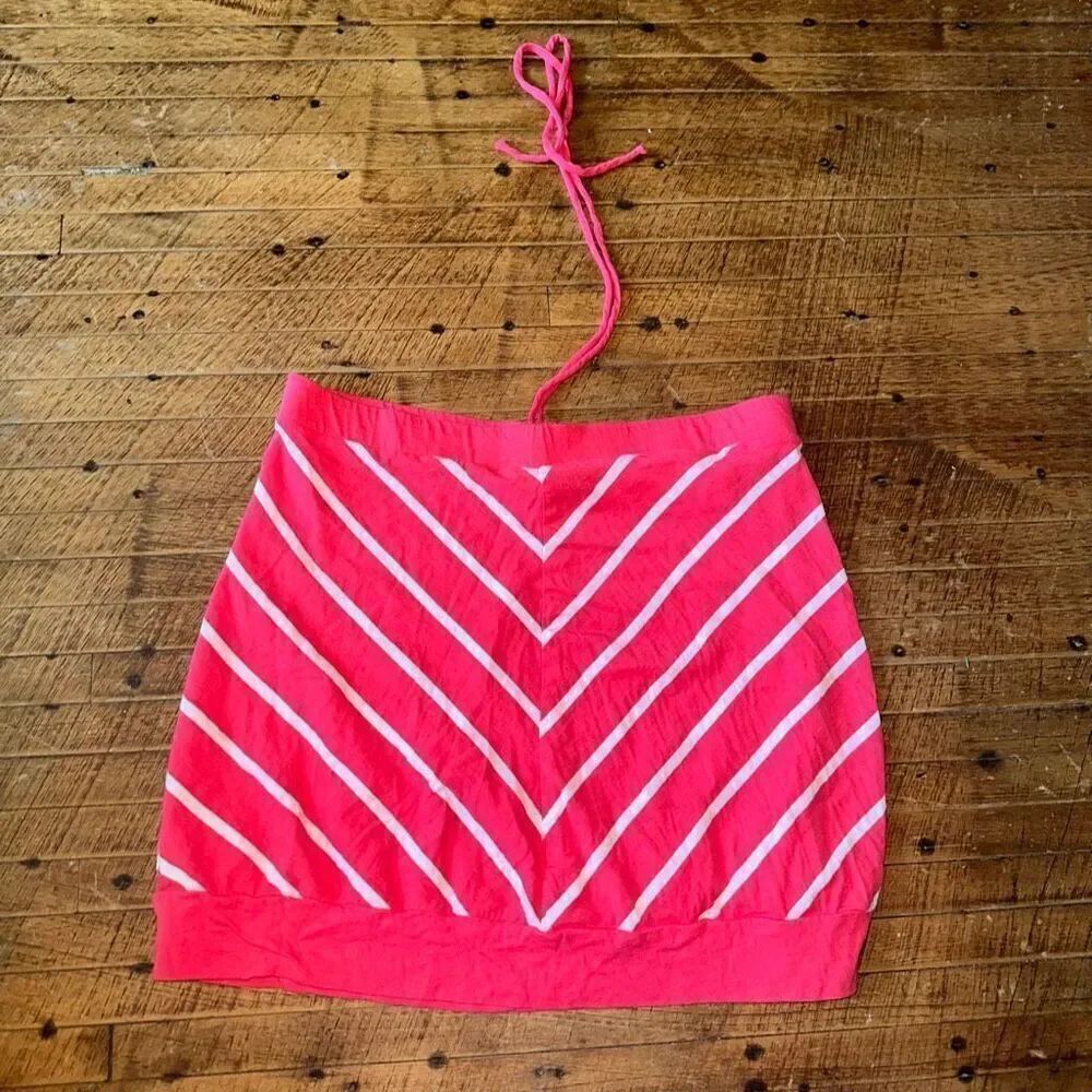 Torrid pink & white striped knit halter tie strapless 2x top